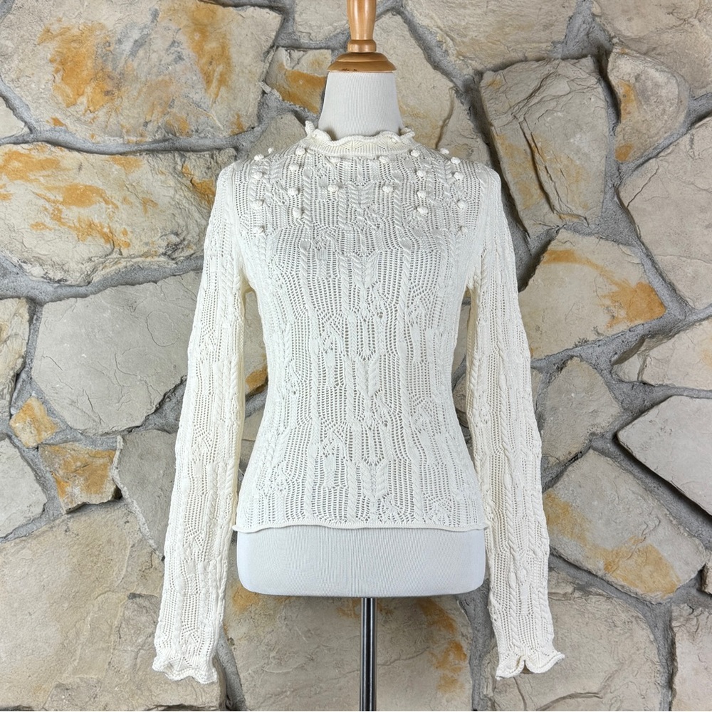 Ulla Johnson Cotton Blend Pointelle Sweater Cream | M